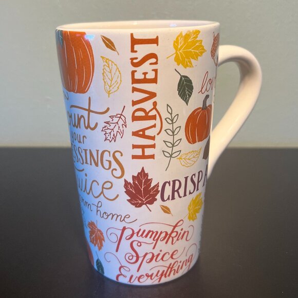 CELEBRATE FALL TOGETHER Tall Ceramic Autumn Theme Coffee Tea Mug - Picture 2 of 11